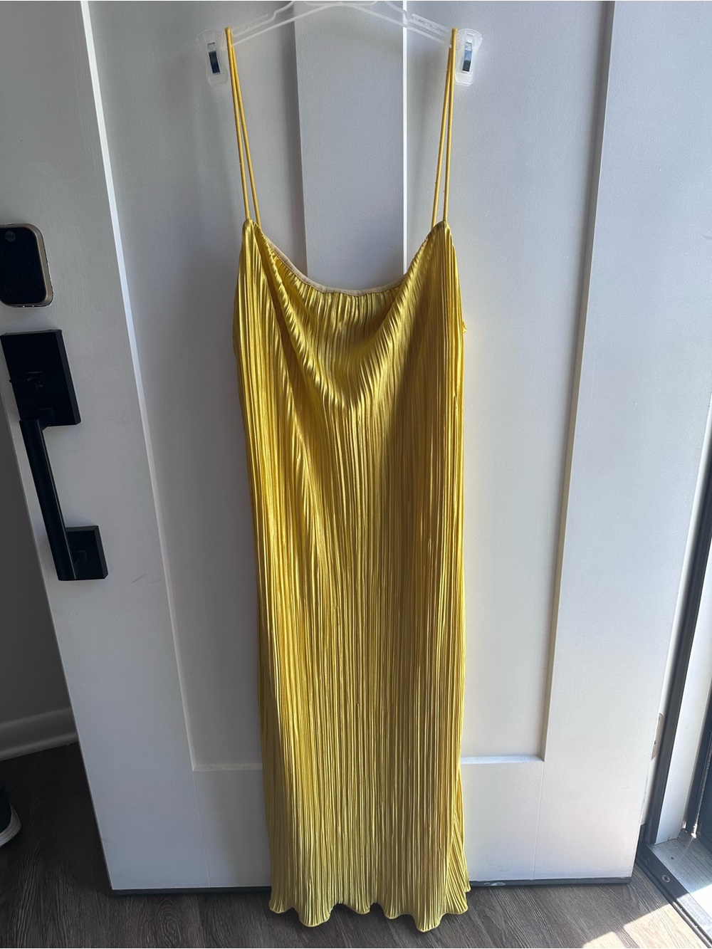 Yellow Pleated Slip Dress